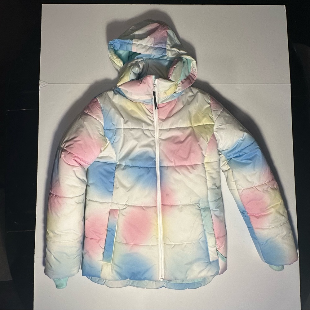 All in motion girls rainbow pastel puffy coat size 14/16